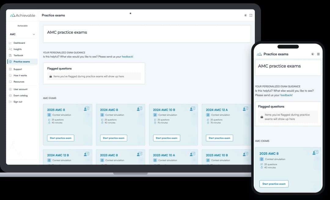 Screenshot of an Achievable AMC full-length practice exam