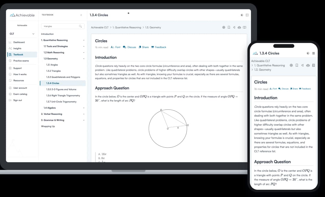 Screenshot of the Achievable CLT online textbook