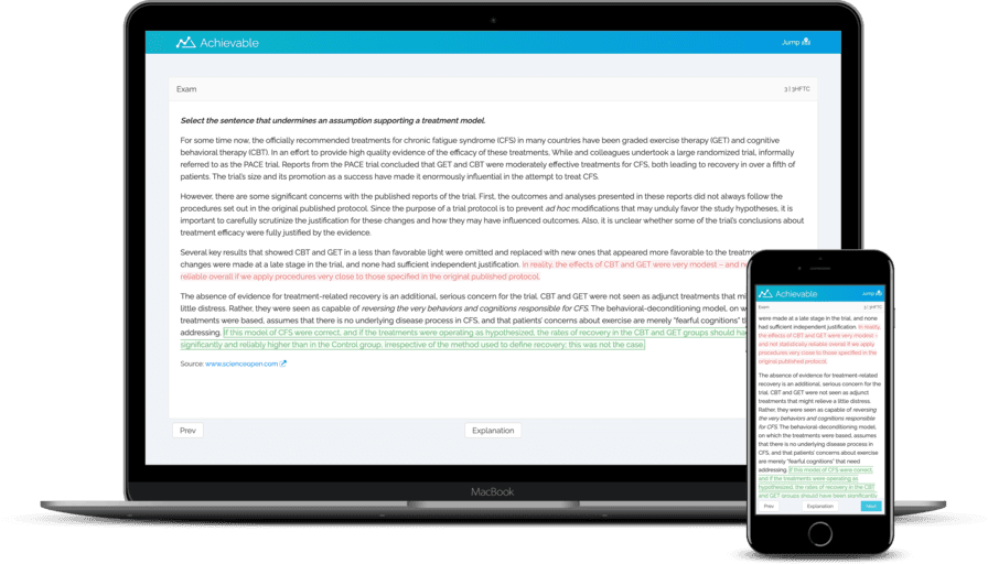 Achievable GRE verbal exam shown on laptop and smartphone