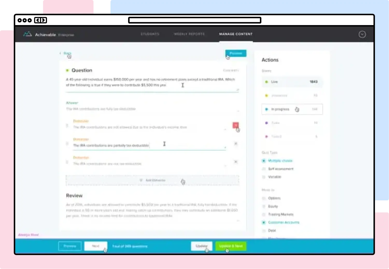 Achievable enterprise content editing screenshot