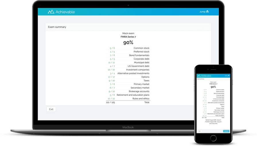 Screenshot of Achievable Series 6 practice exam