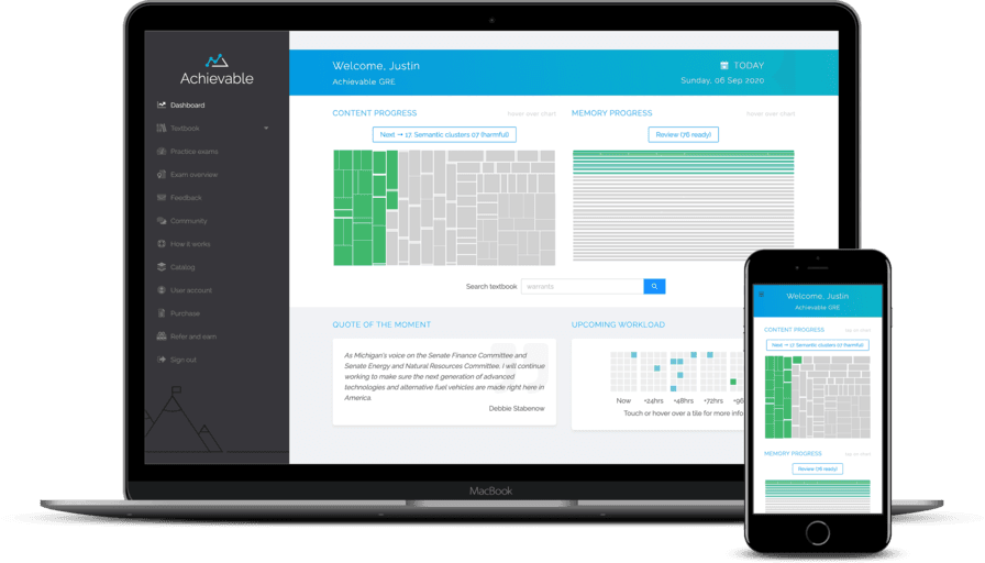 Achievable Series 63 dashboard shown on laptop and smartphone
