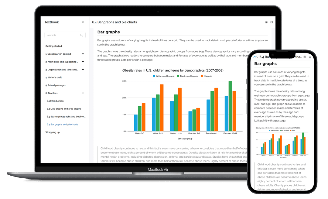 Screenshot of Achievable Praxis Reading online textbook