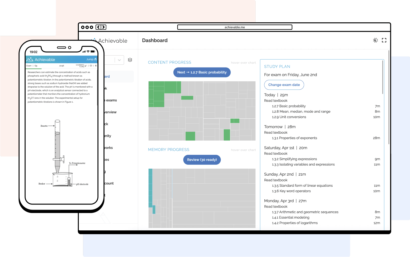 Achievable course dashboard