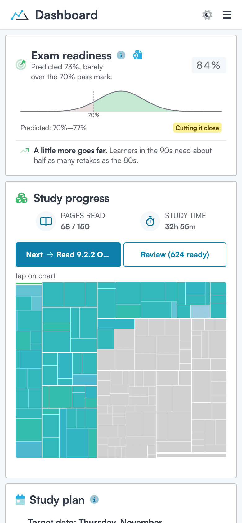 The Achievable course dashboard on a phone