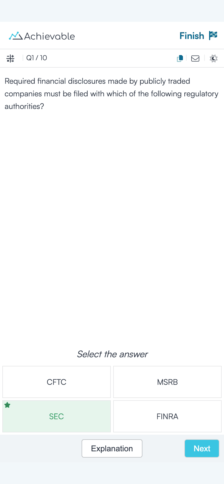 A spaced review question answered on a phone