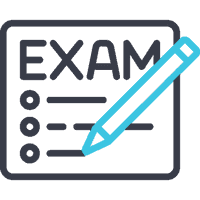 Document with the title of Exam and a blue pen